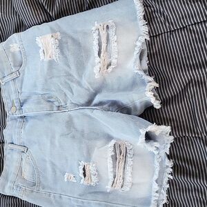 Source Unknown Light Blue Ripped Jean Shorts